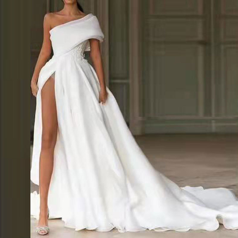 White One Shoulder Wedding Dress