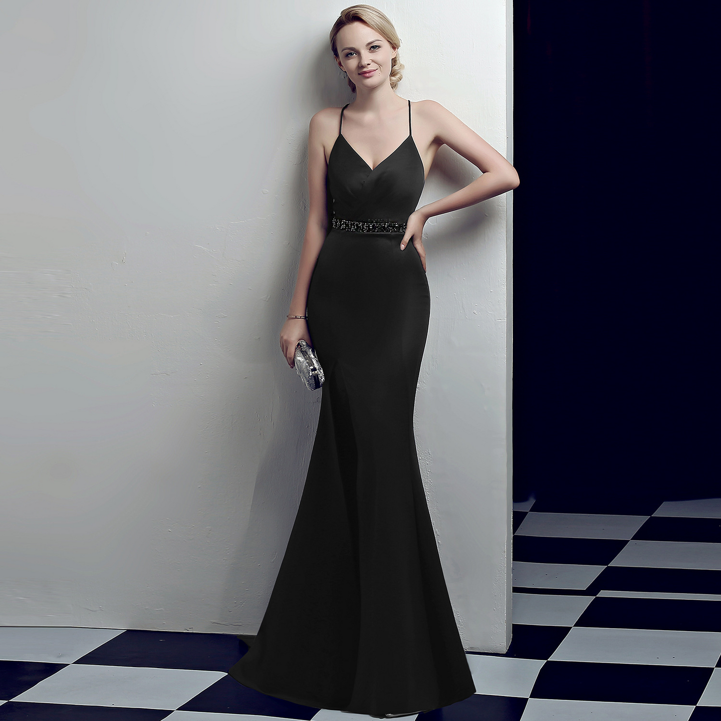 Spaghetti Strap Sleeveless Mermaid Long Evening Dress