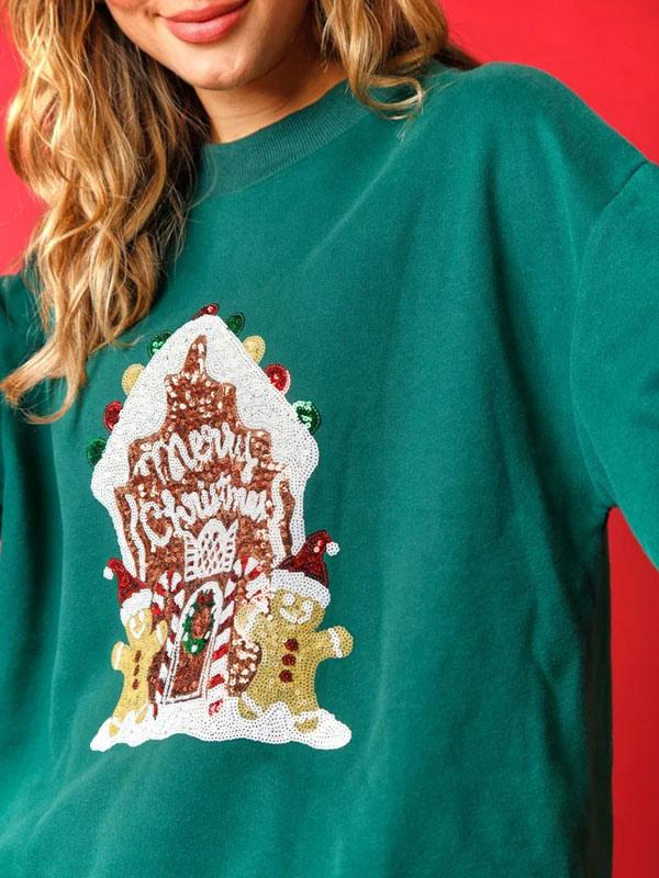 Long Sleeves Sequin Sweatshirt