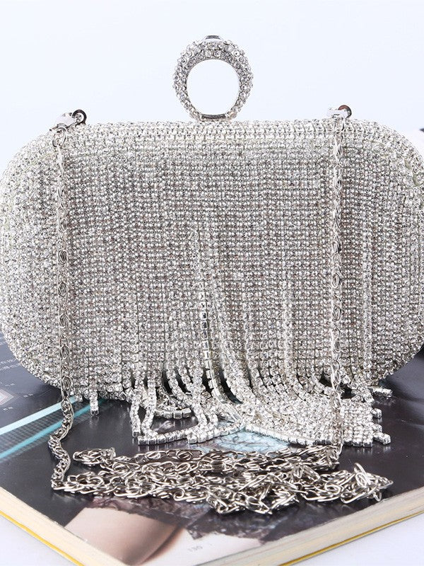 Luxurious Rhinestone Tassel Clutch