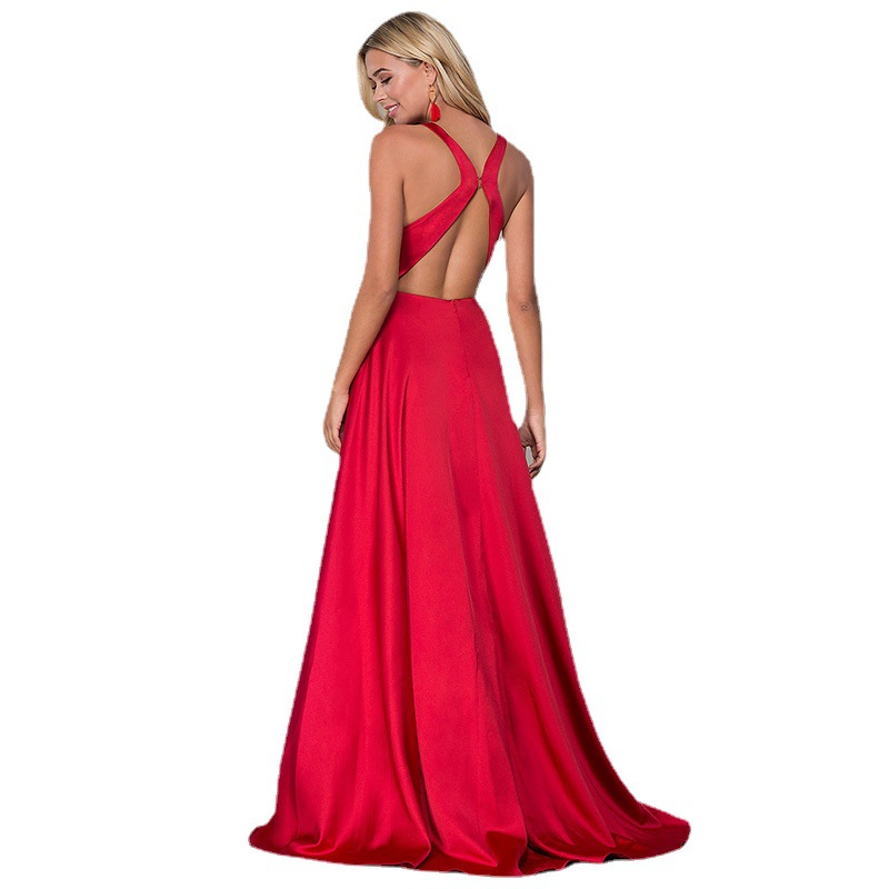 Red Sleeveless Mermaid Long Evening Slit Dress