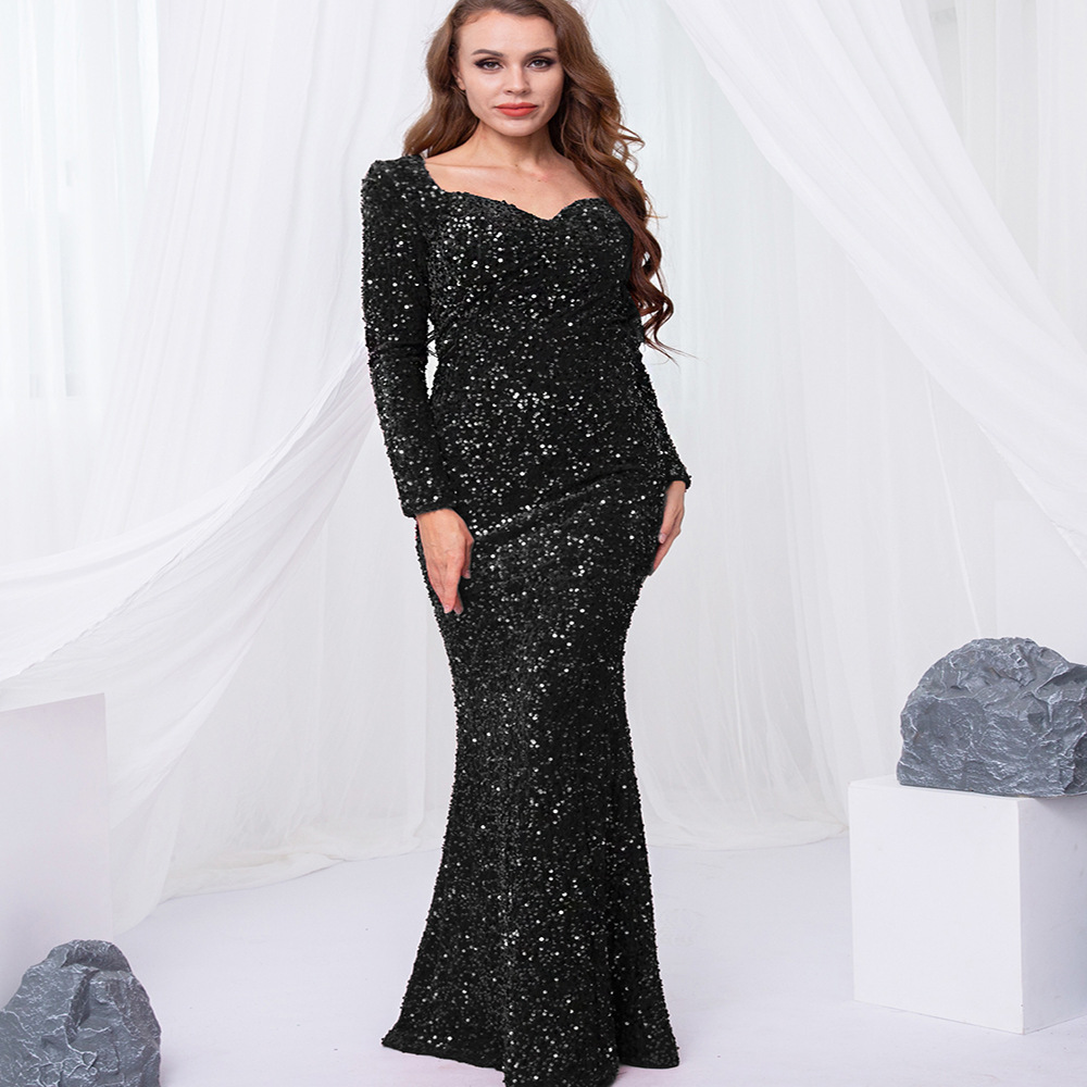 Sequin Long Sleeves Mermaid Evening Dress