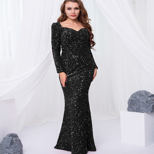 Sequin Long Sleeves Mermaid Evening Dress