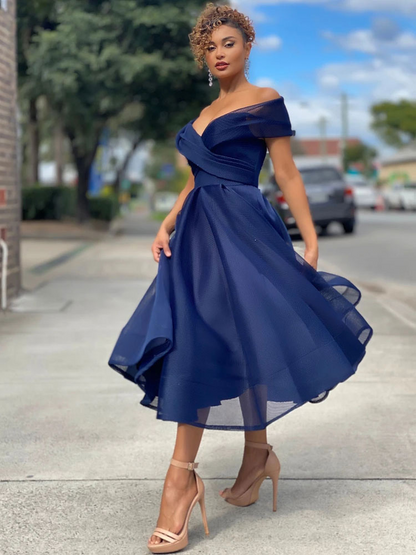 Off-Shoulder Sleeveless Long Prom Dress