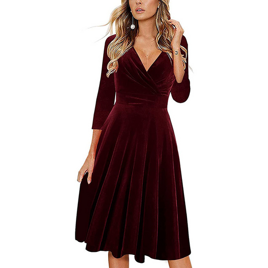 Deep V Neck Wrap Over Short Evening Dress