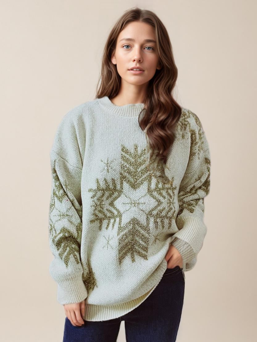 Snowflake Pattern Pullover Sweatshirt