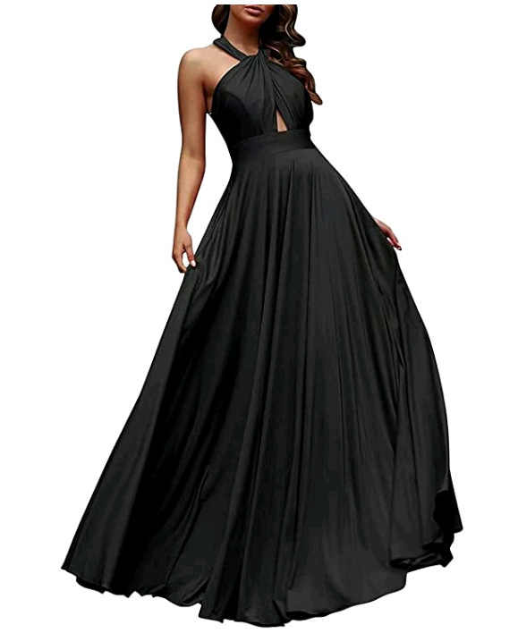 Halter Neck Sleeveless Long Evening Dress