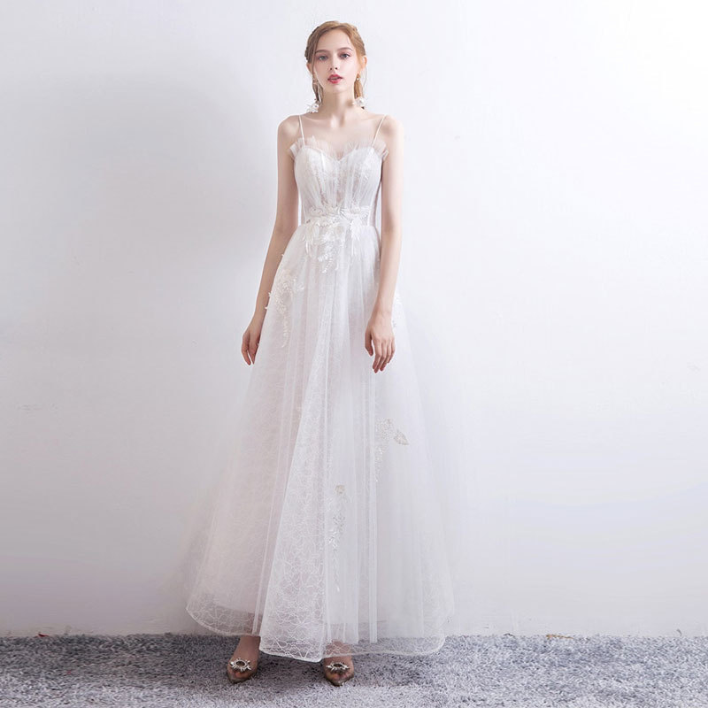 Lace Embroidered Sleeveless Wedding Dress