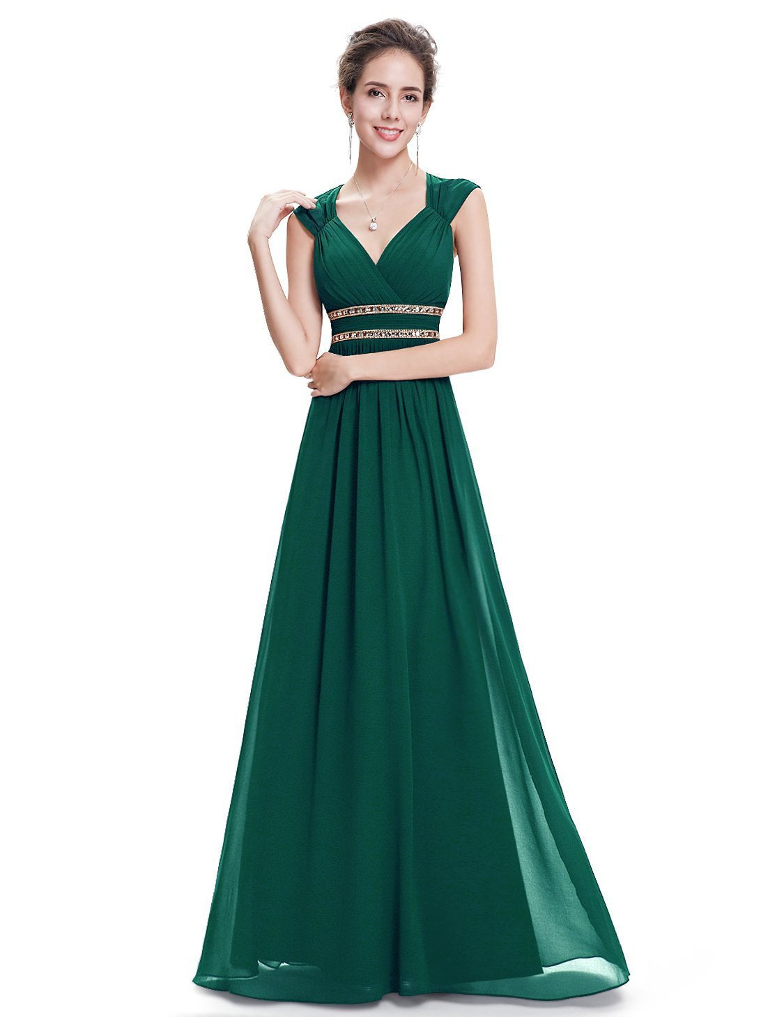 V-Neck Double Shoulder Banquet Evening Dress