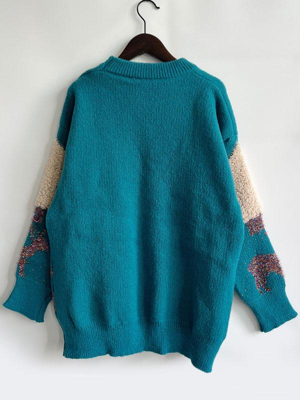 Jewel Neck Long Sleeves Sweater