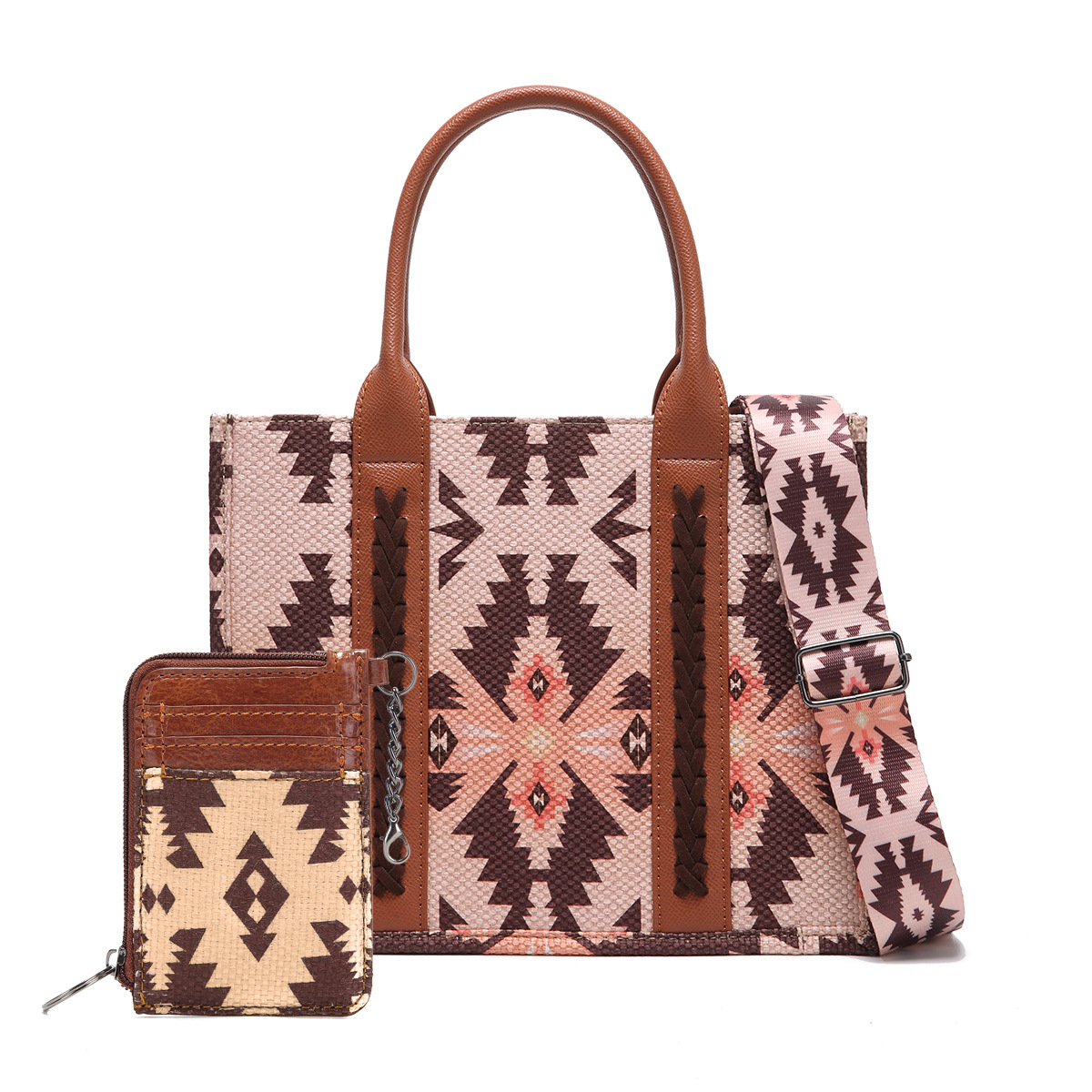 Southwestern Dual Sided Print Small Canvas Tote/Crossbody