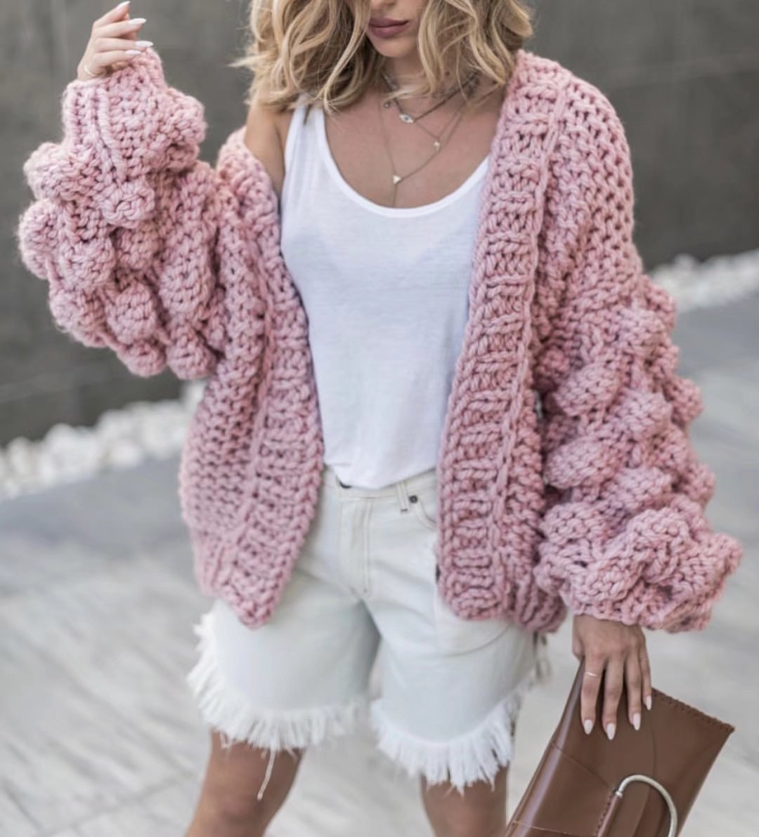 Knitted Lantern Sleeves Sweater