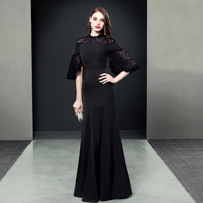 Lace Full Sleeves Long Evening Dress