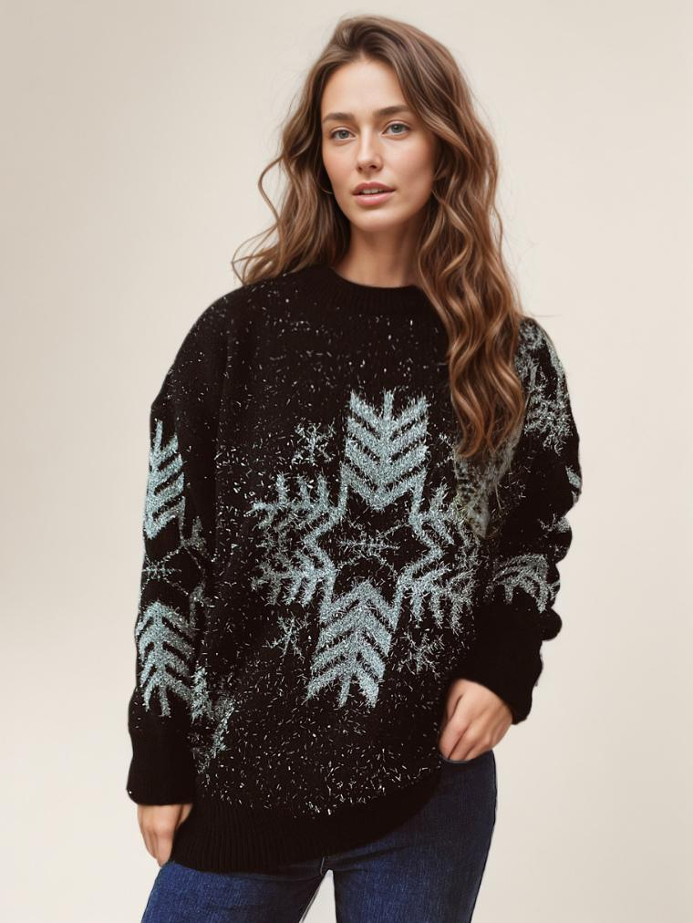 Snowflake Pattern Pullover Sweatshirt