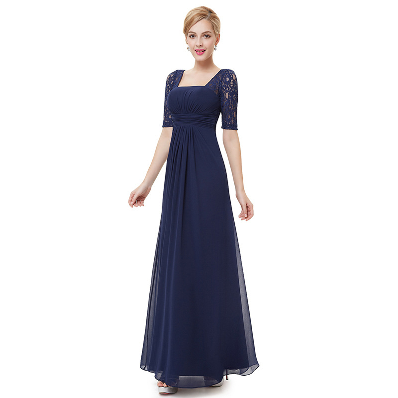 Chiffon Lace Sleeves Maxi Bridesmaid Dress