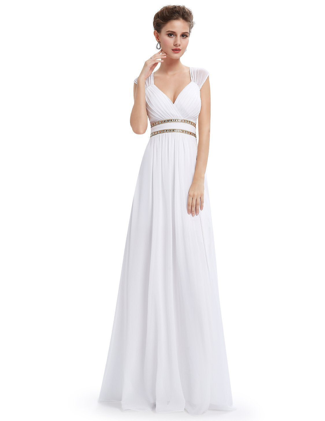 V-Neck Double Shoulder Banquet Evening Dress