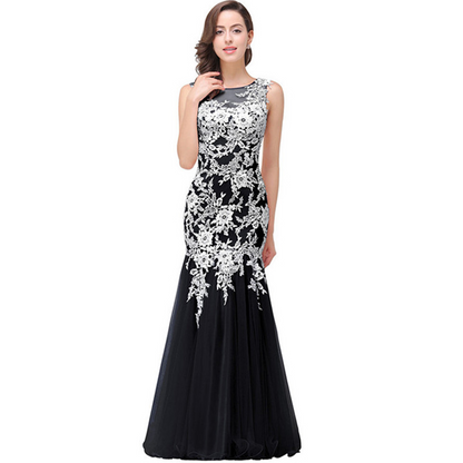 Sheath Appliques Lace Sweep Train Tulle Dress