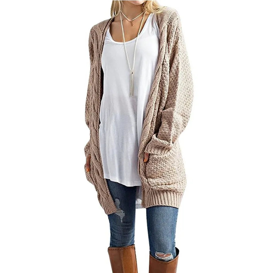 Women's Long Sleeves Cardigan Knitted Loose Sweater