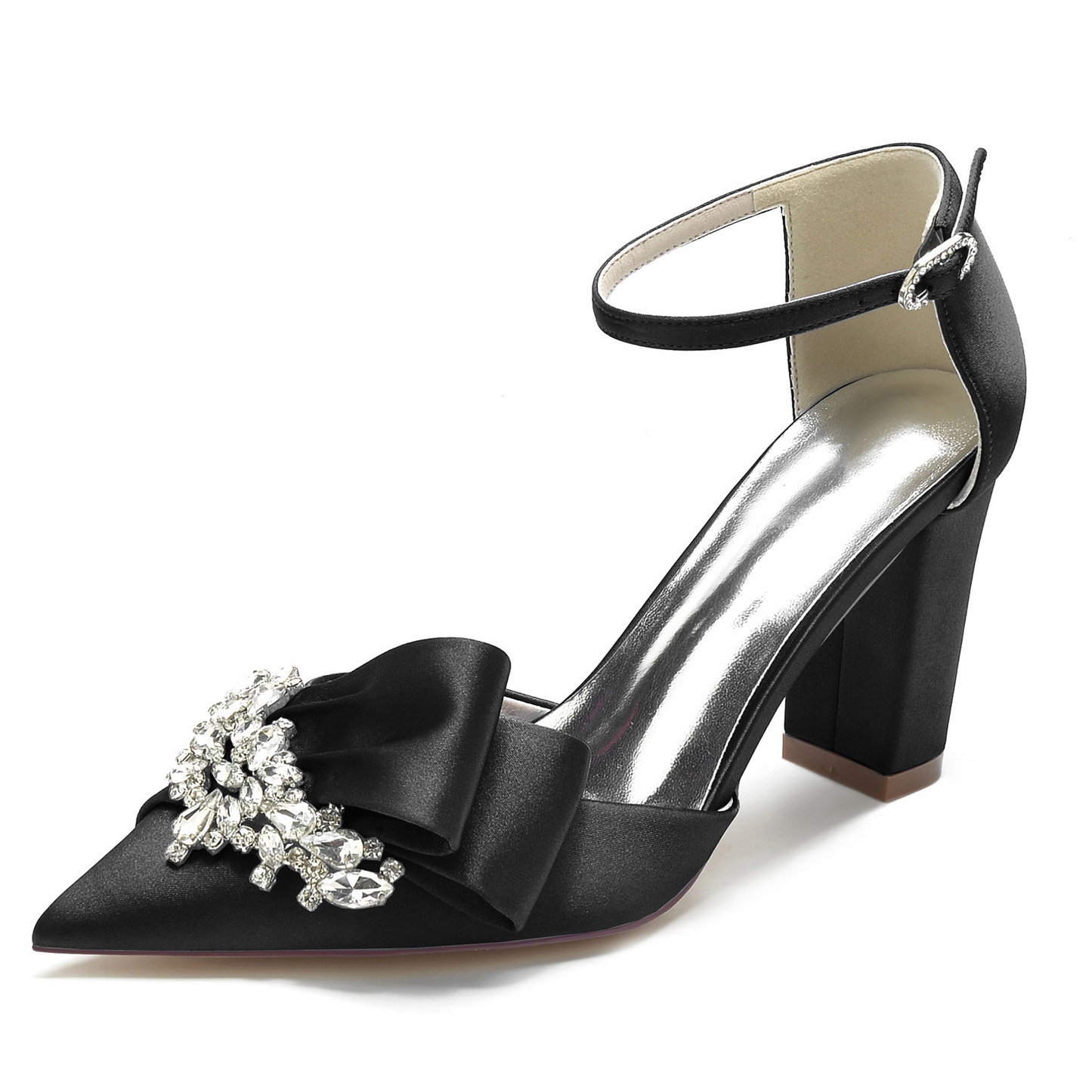 Rhinestone Low Heel Closed Toe Wedding Shoes