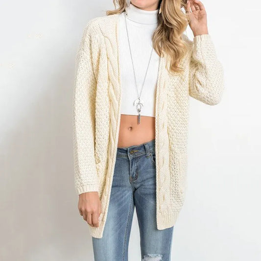 Women's Long Sleeves Cardigan Knitted Loose Sweater