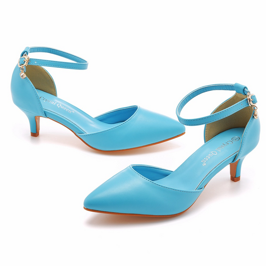 Simple Pointed Toe Ankle Strap Bridesmaid Shoes