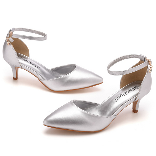 Simple Pointed Toe Ankle Strap Bridesmaid Shoes