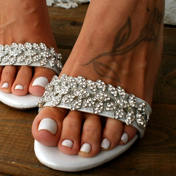 Elegant Open Toe Rhinestone Ankle Strap Wedding Sandals