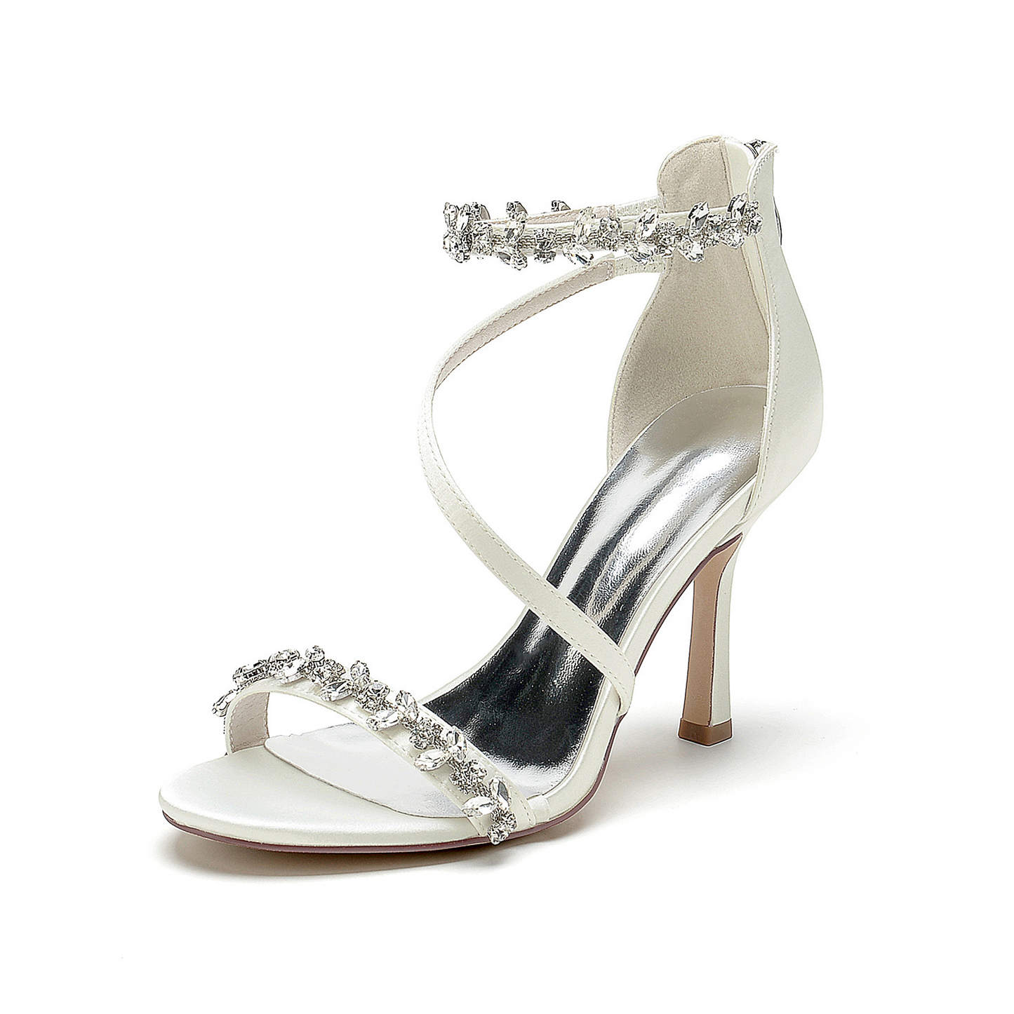 Rhinestone Ankle Strap Stiletto Heel Wedding Shoes