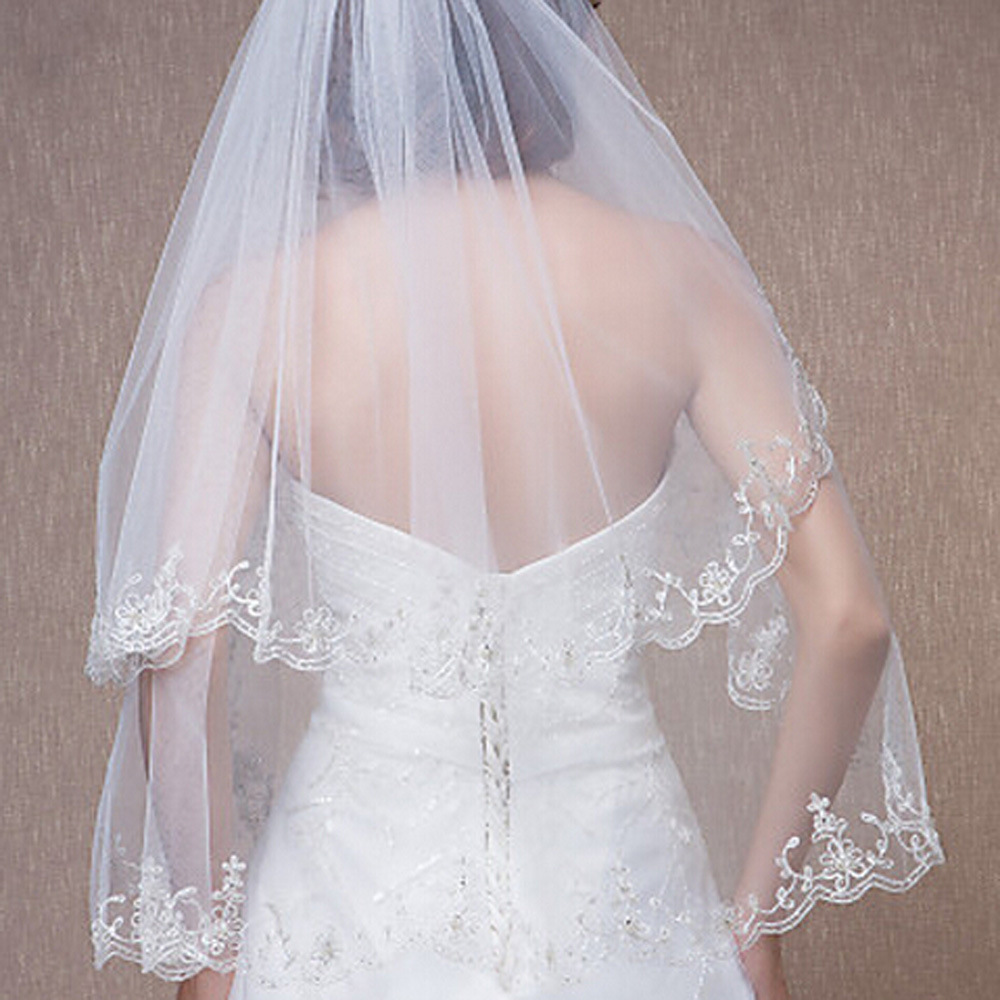 Perfect Bridal Ivory Two Tier Lace Detailing Veil