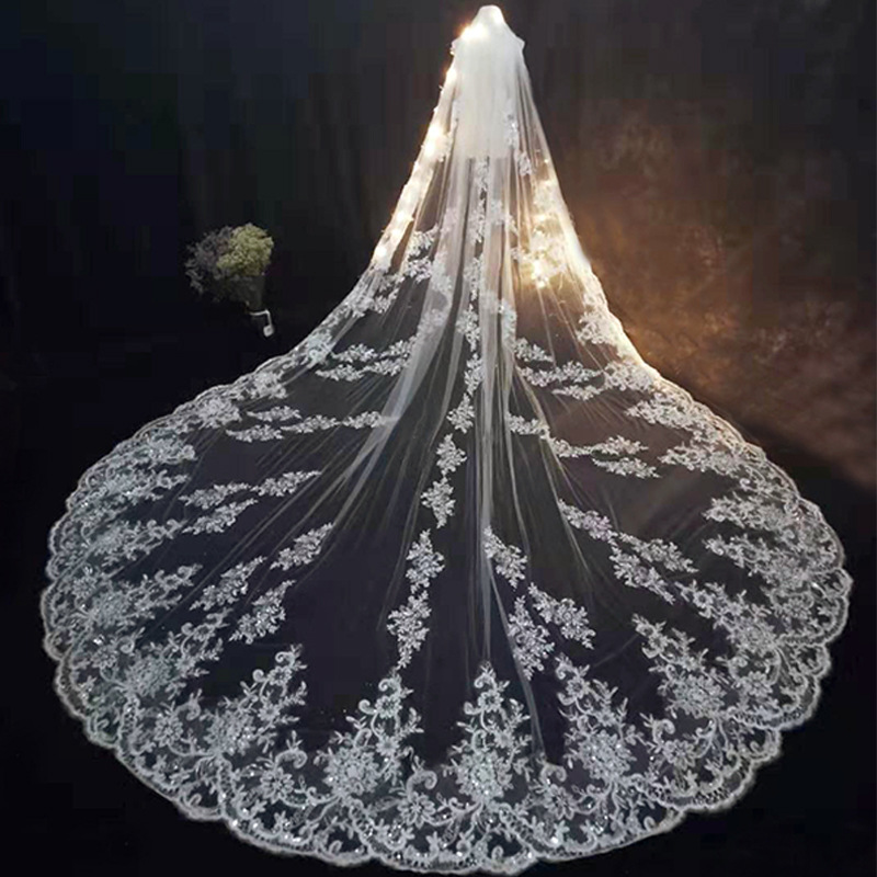 Perfect Bridal Lace Embroidered Long Princess Veil