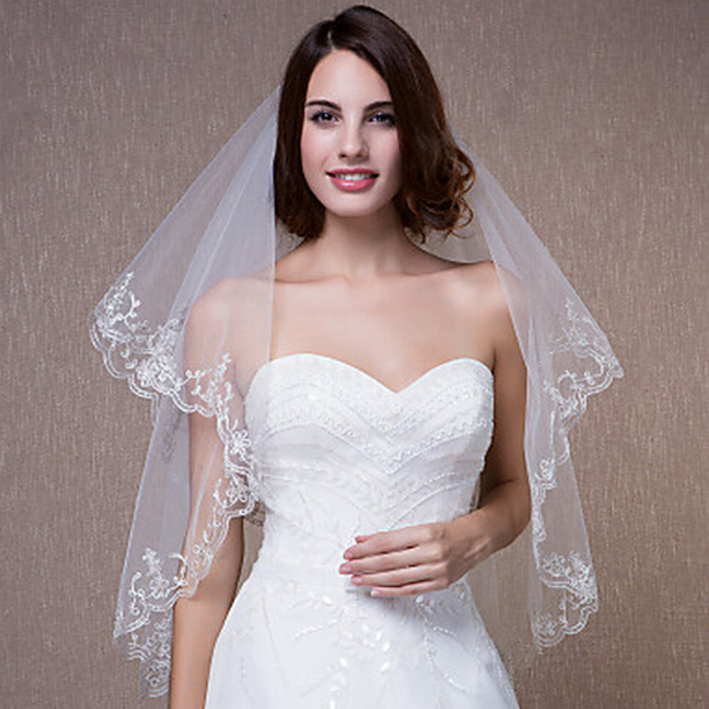 Perfect Bridal Ivory Two Tier Lace Detailing Veil