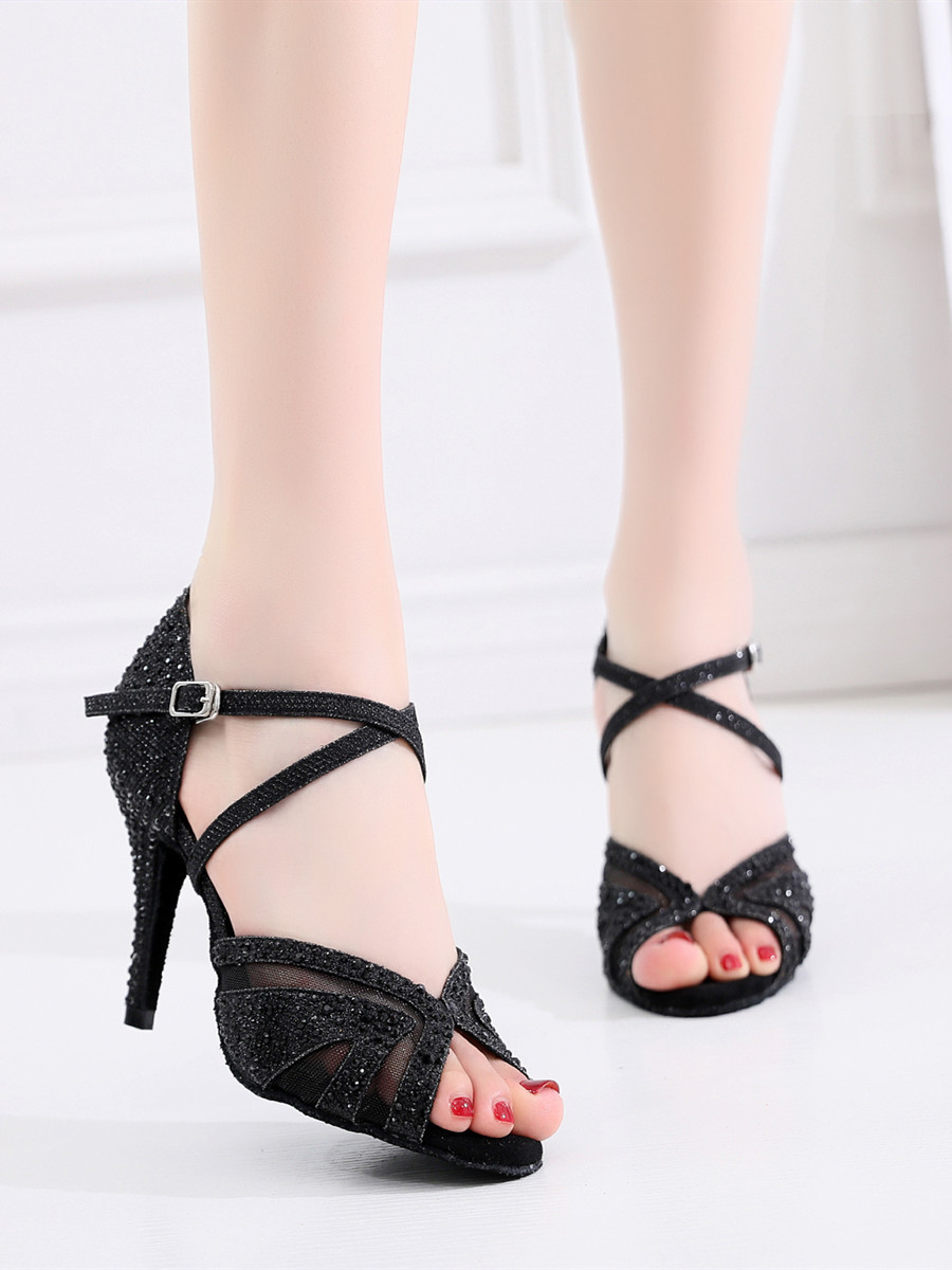 Rhinestone High Heel Indoor Dance Shoes