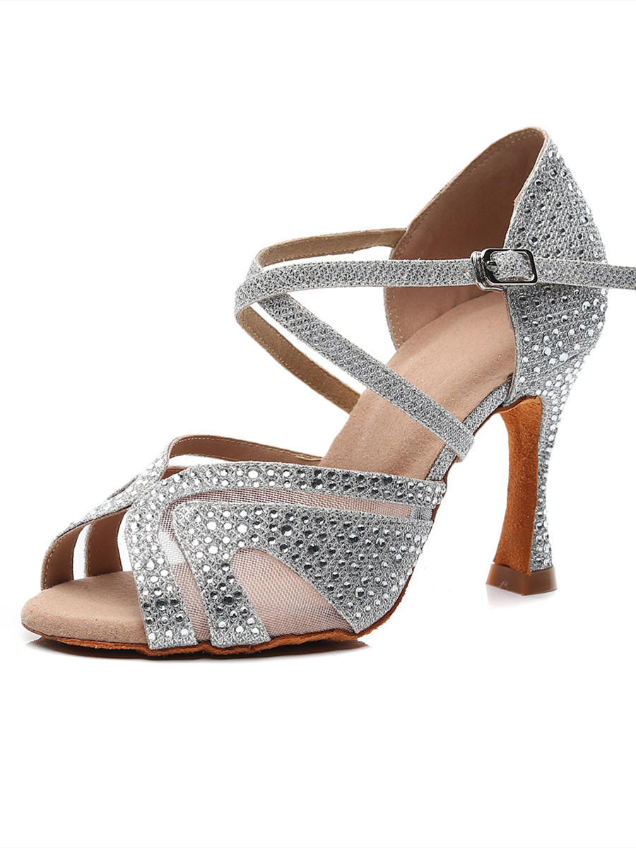 Rhinestone High Heel Indoor Dance Shoes