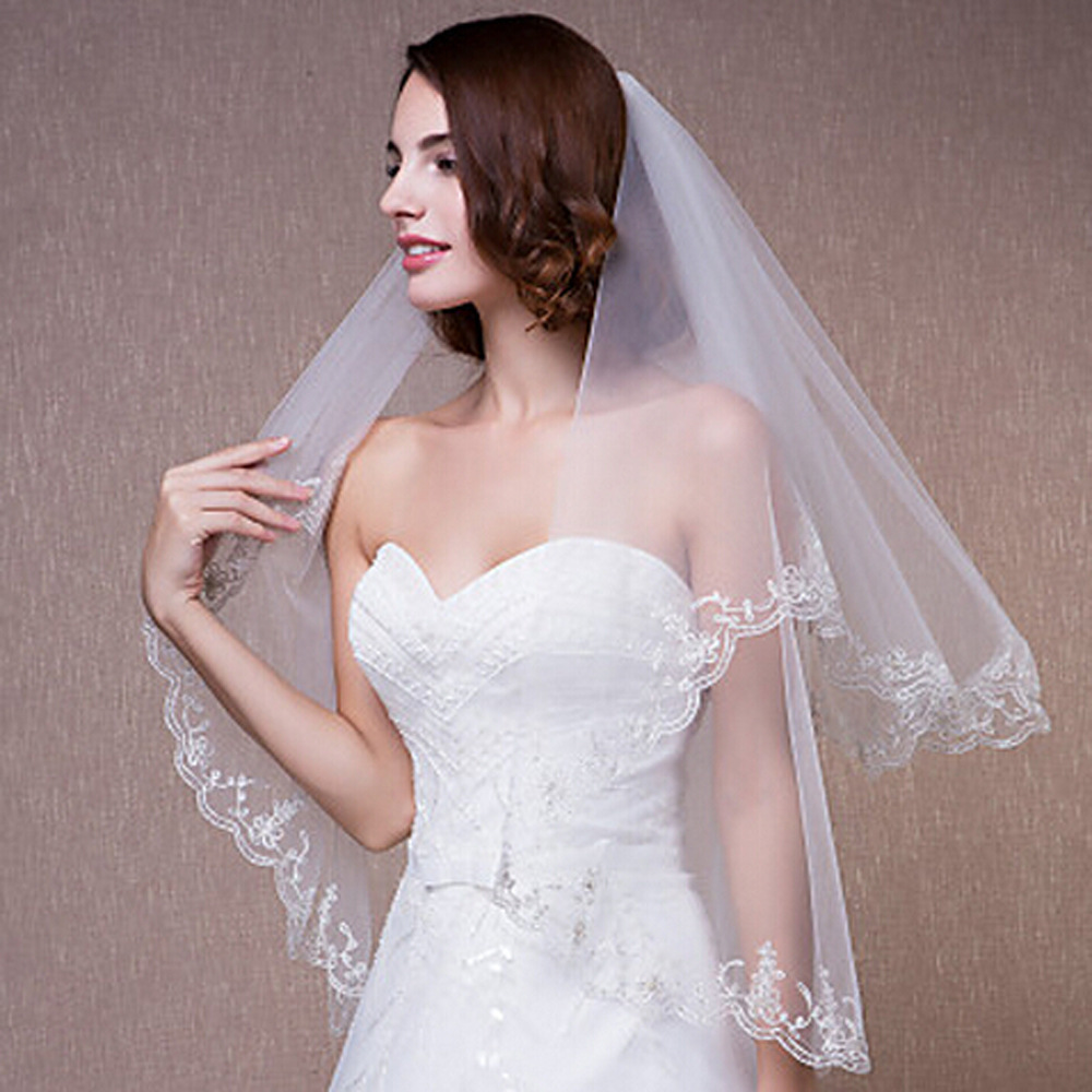 Perfect Bridal Ivory Two Tier Lace Detailing Veil