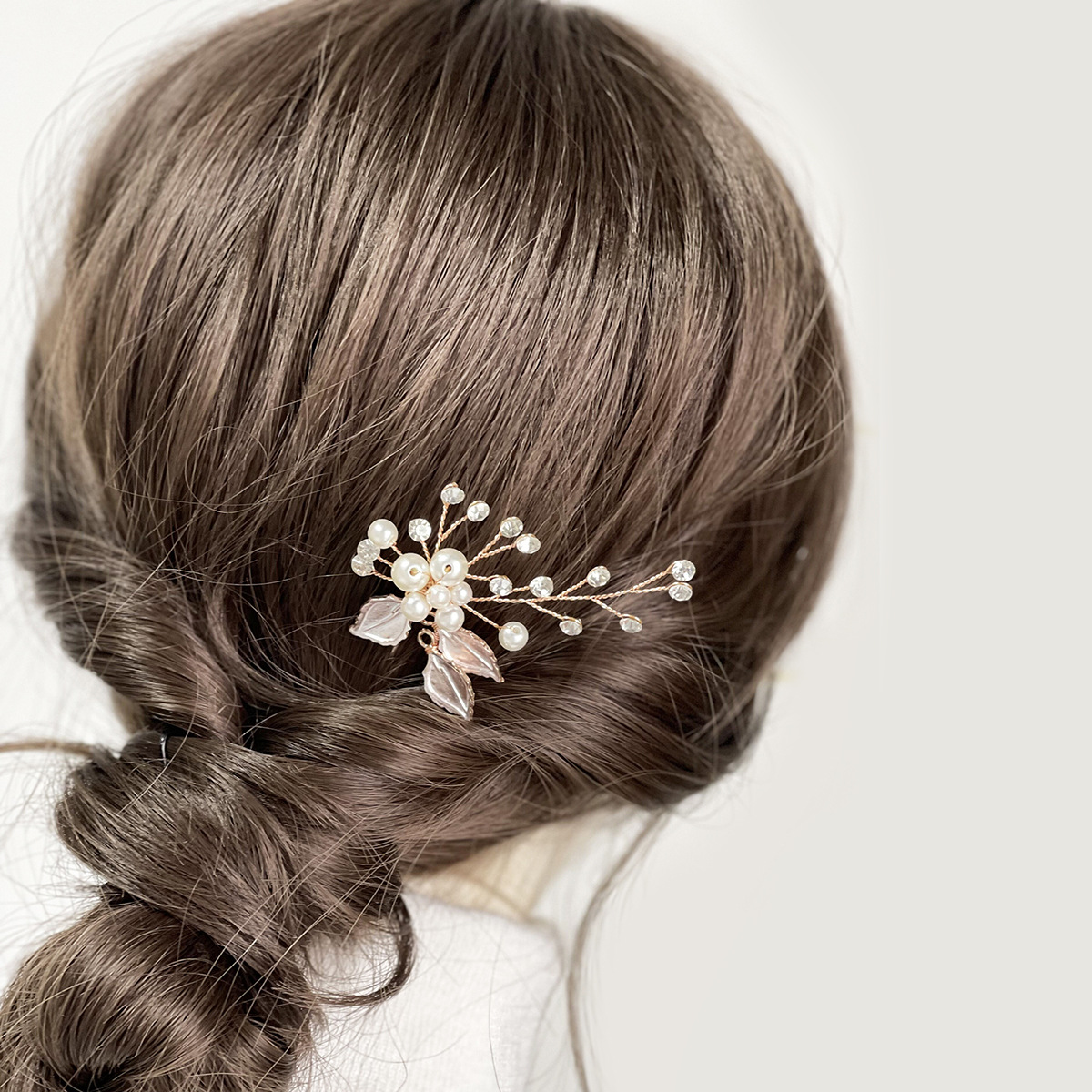 Ivory Leaves and Pearl Wedding Hair Pin